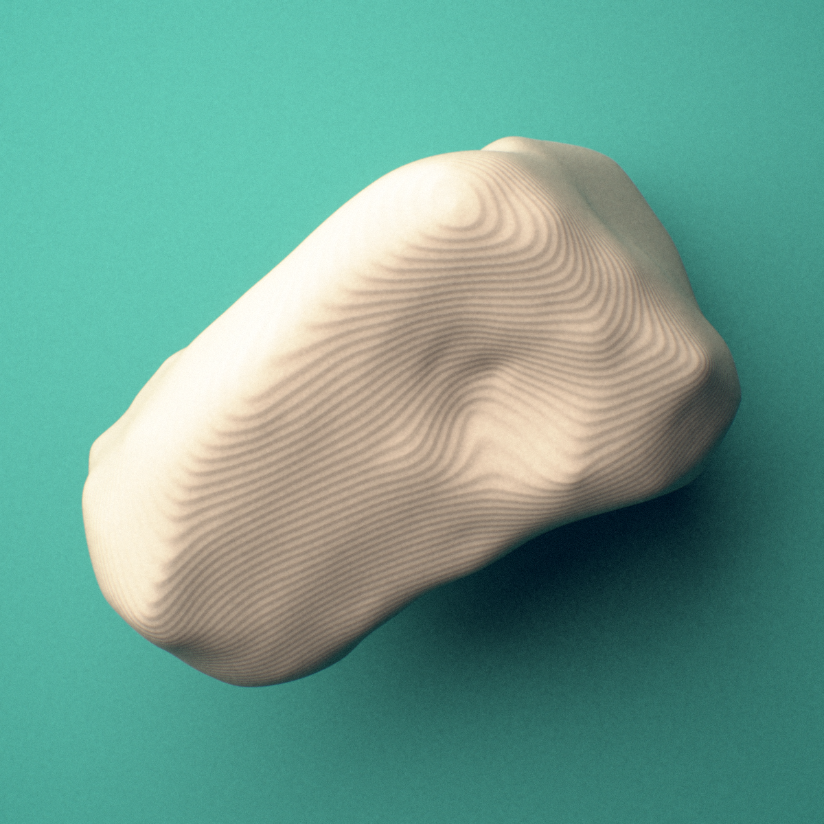 3D-printed Right triquetrum bone (wrist), oblique view showing the pyramidal shape.