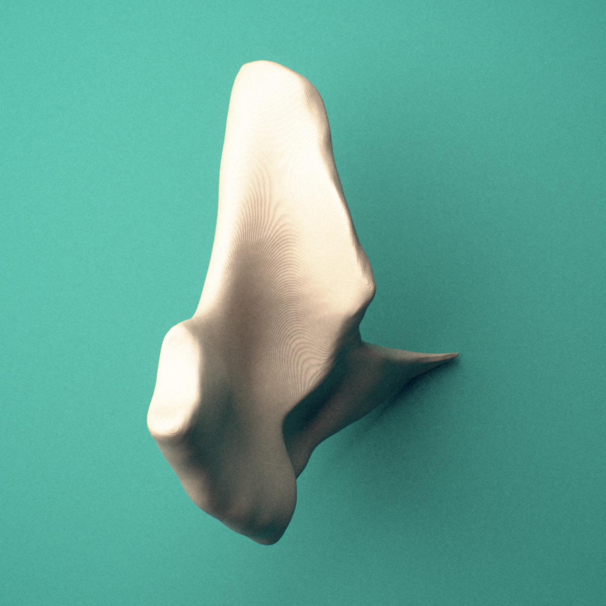 3D-printed Left zygomatic bone (cheekbone), superior view showing the cheek prominence.